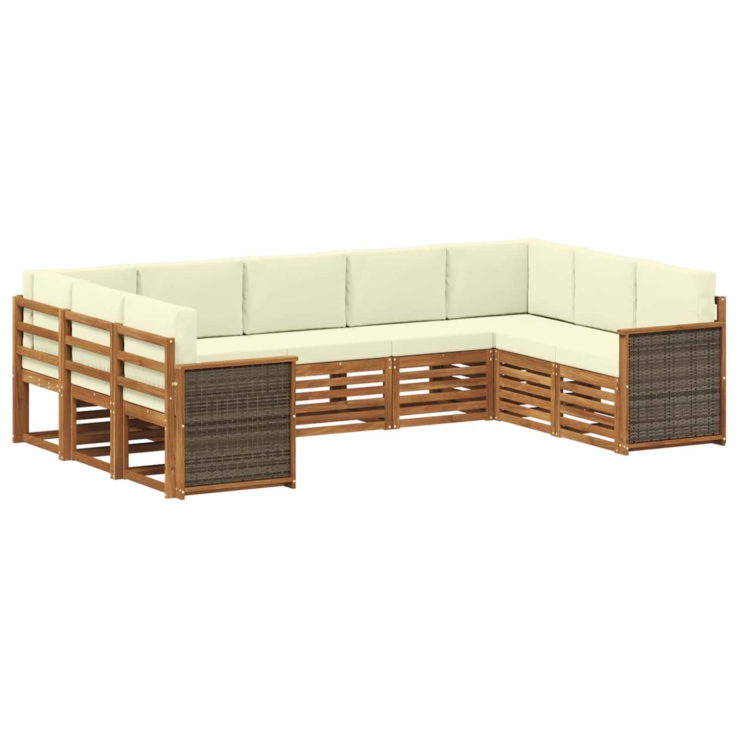 Set divano sezionale con cuscino 7 pcs Naturale e Crema