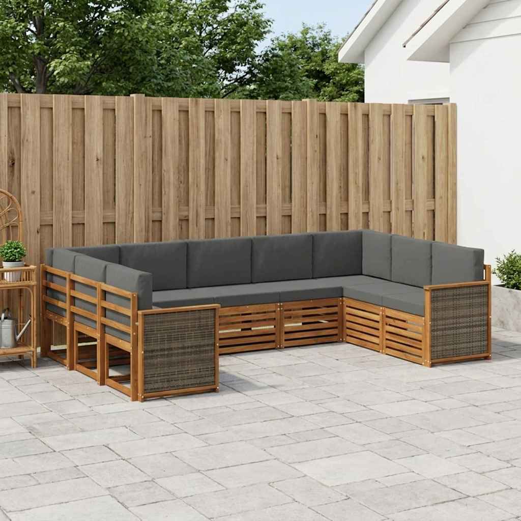 Set divano sezionale con cuscino 7 pcs Naturale e Antracite