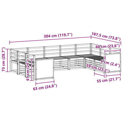 Set divano sezionale 7 pcs Naturale Legno di Acacia Massello