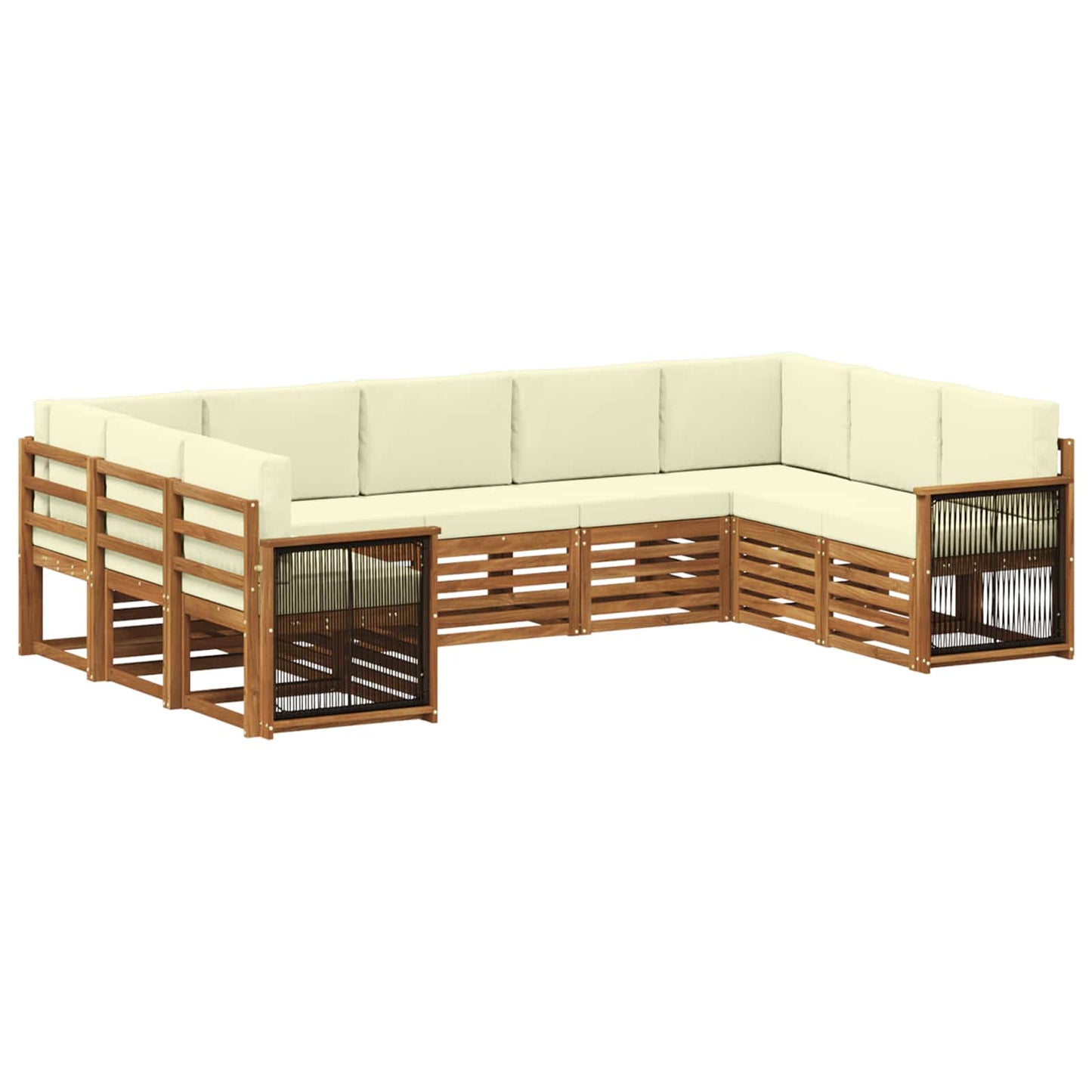 Set divano sezionale con cuscino 7 pcs Naturale e Crema