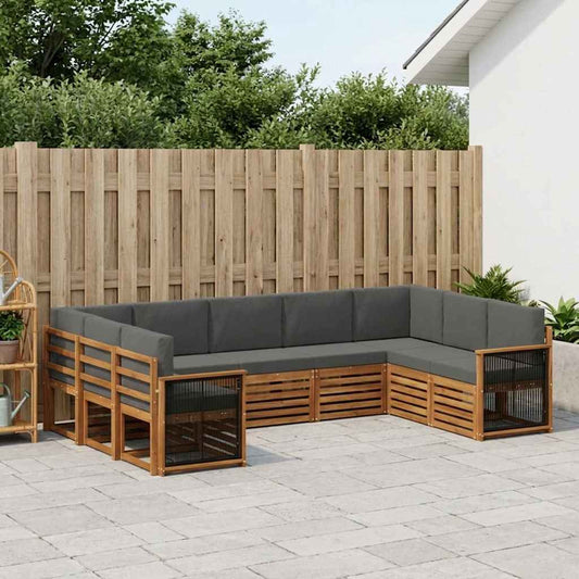 Set divano sezionale con cuscino 7 pcs Naturale e Antracite