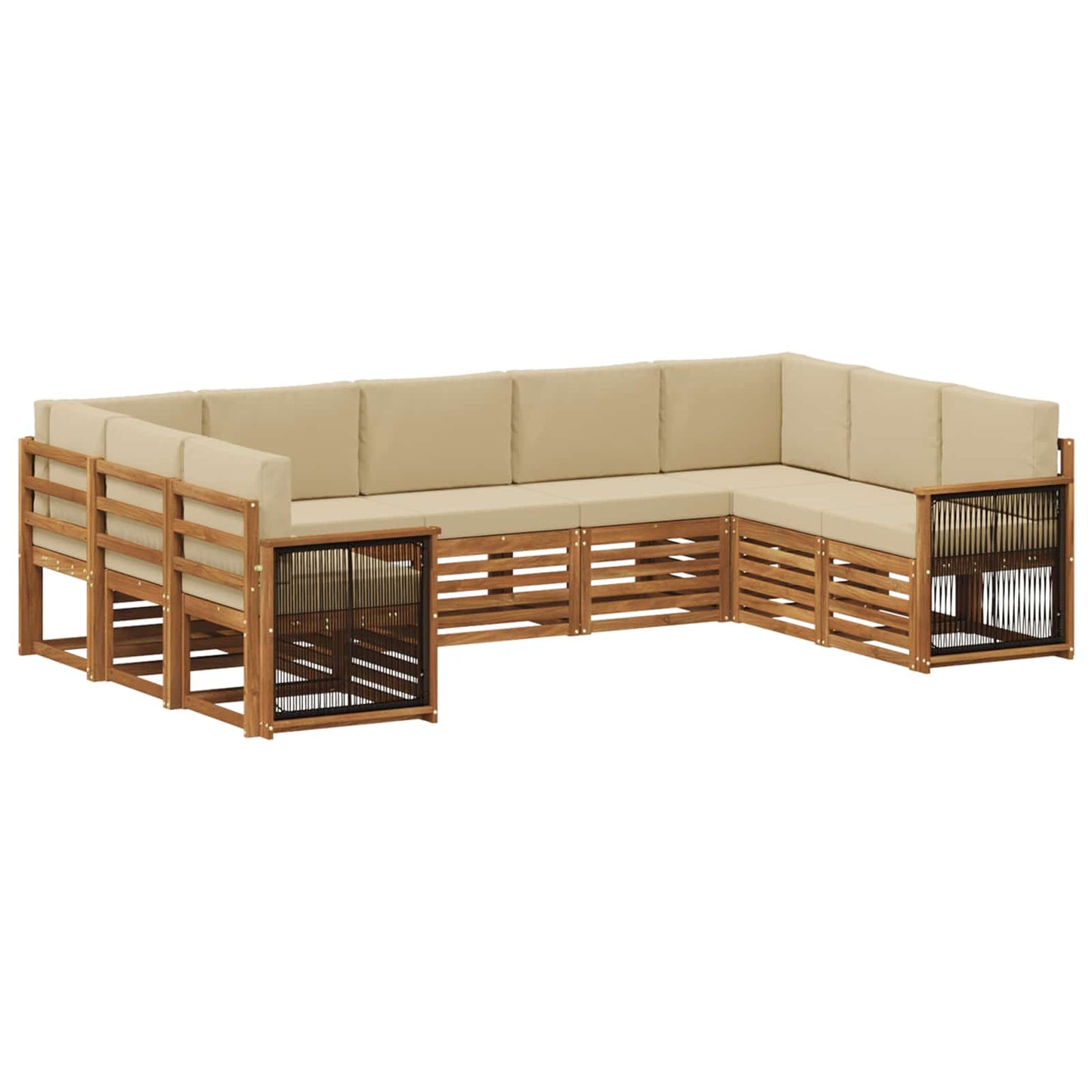 Set divano sezionale con cuscino 7 pcs Naturale