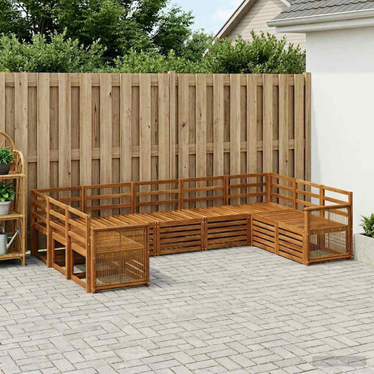 Set divano sezionale 7 pcs Naturale Legno di Acacia Massello