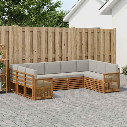Set divano sezionale con cuscino 7 pcs Naturale e Grigio Chiaro