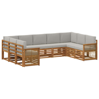 Set divano sezionale con cuscino 7 pcs Naturale e Grigio Chiaro