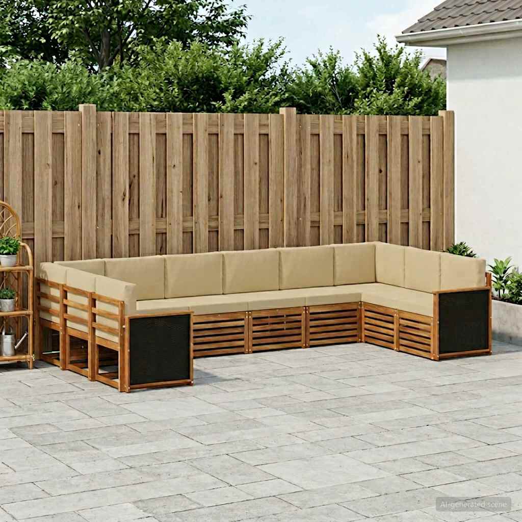 Set divano sezionale con cuscino 7 pcs Naturale