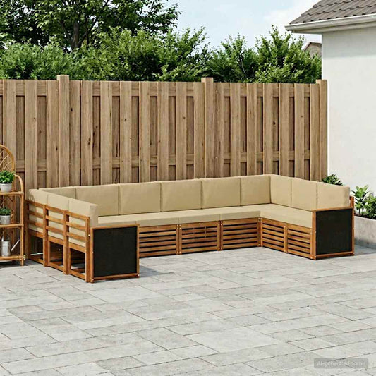 Set divano sezionale con cuscino 7 pcs Naturale