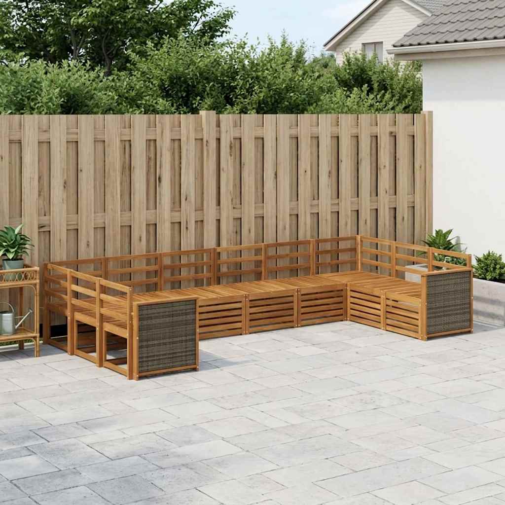 Set divano sezionale 7 pcs Naturale Legno di Acacia Massello
