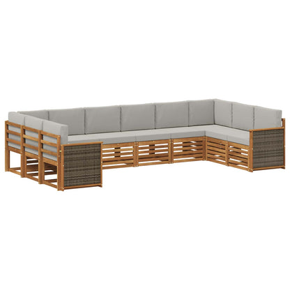 Set divano sezionale con cuscino 7 pcs Naturale e Grigio Chiaro