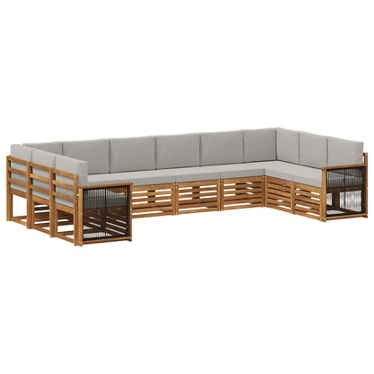 Set divano sezionale con cuscino 7 pcs Naturale e Grigio Chiaro