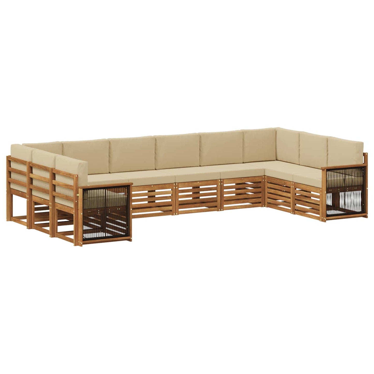 Set divano sezionale con cuscino 7 pcs Naturale