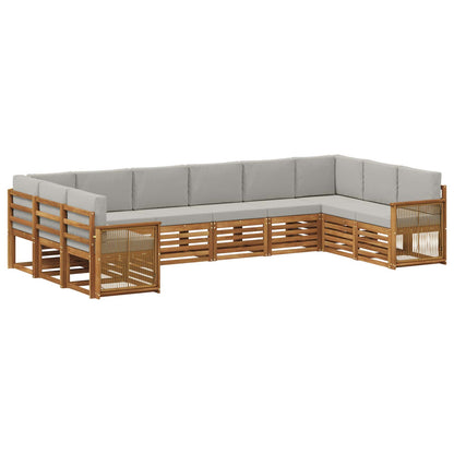 Set divano sezionale con cuscino 7 pcs Naturale e Grigio Chiaro