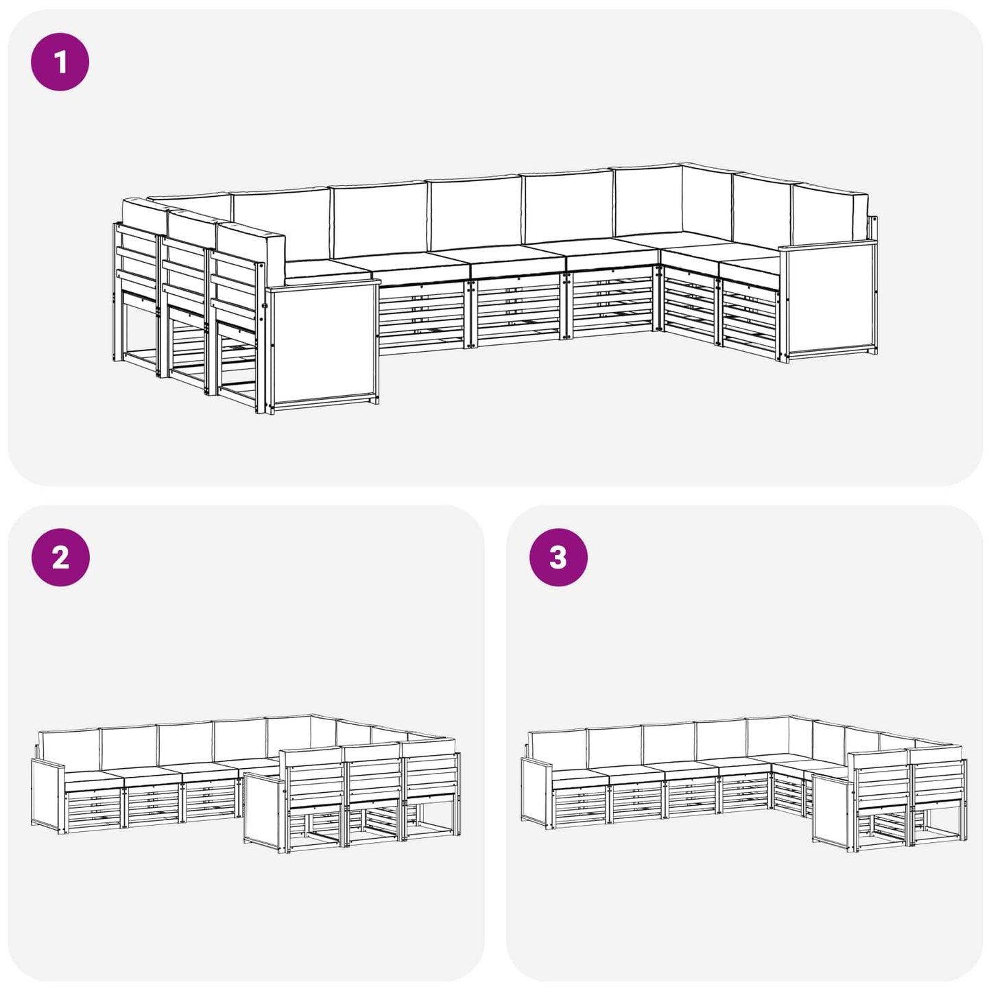 Set divano sezionale con cuscino 7 pcs Naturale