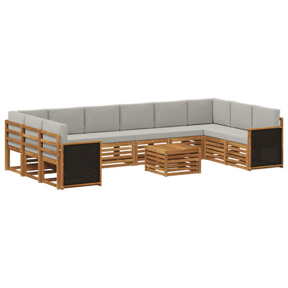 Set di divani da esterno 8 pcs Naturale e Grigio Chiaro