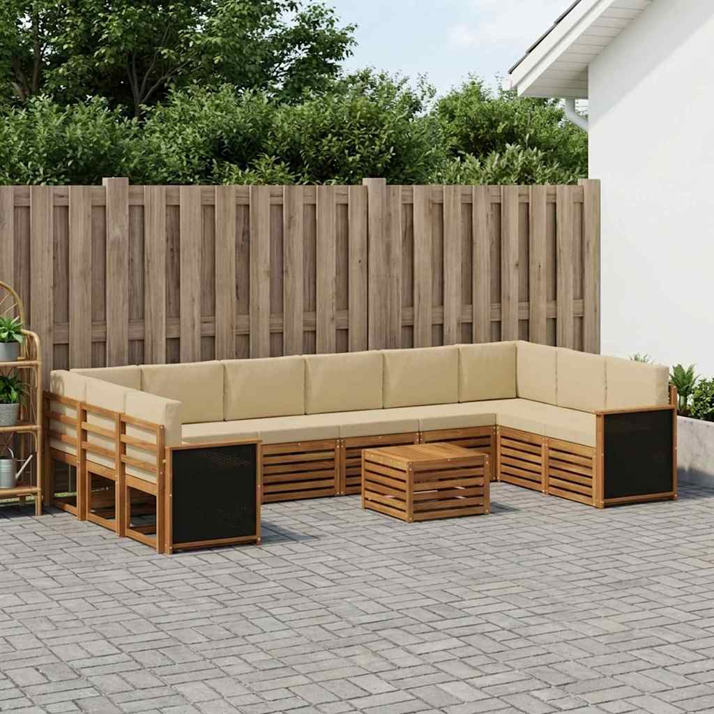 Set di divani da esterno con cuscino 8 pcs Naturale
