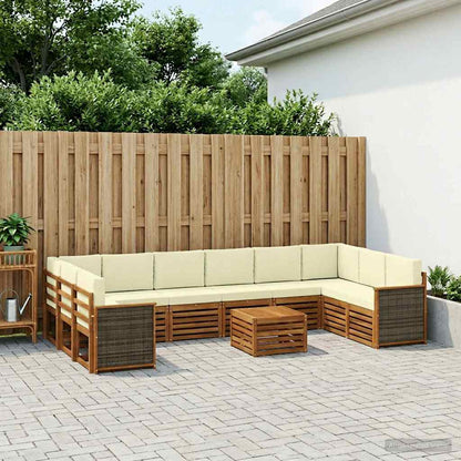 Set di divani da esterno con cuscino 8 pcs Naturale e Crema
