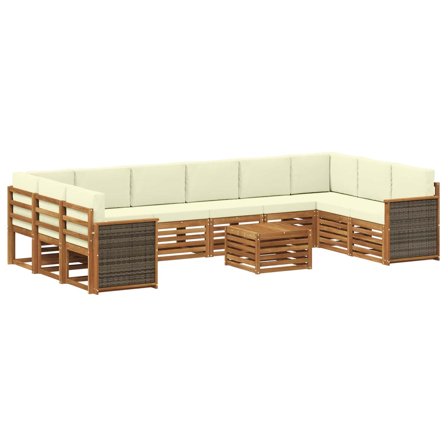 Set di divani da esterno con cuscino 8 pcs Naturale e Crema