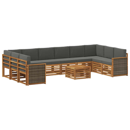 Set di divani da esterno con cuscino 8 pcs Naturale e Antracite