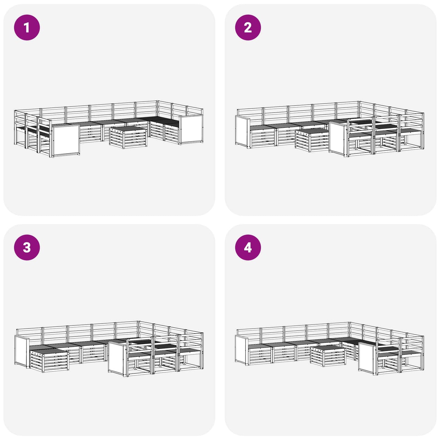 Set di divani da esterno 8 pcs Naturale