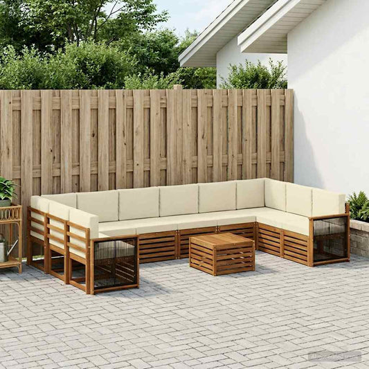 Set di divani da esterno con cuscino 8 pcs Naturale e Crema