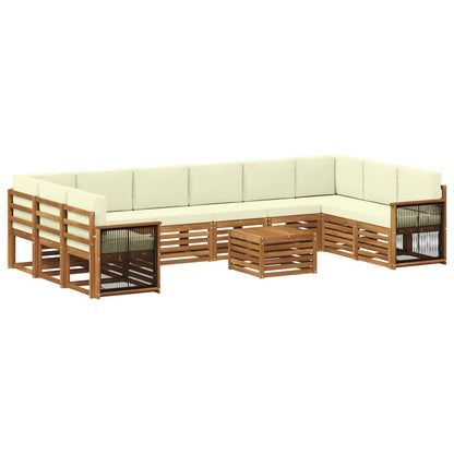 Set di divani da esterno con cuscino 8 pcs Naturale e Crema