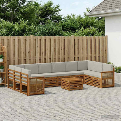Set di divani da esterno 8 pcs Naturale e Grigio Chiaro