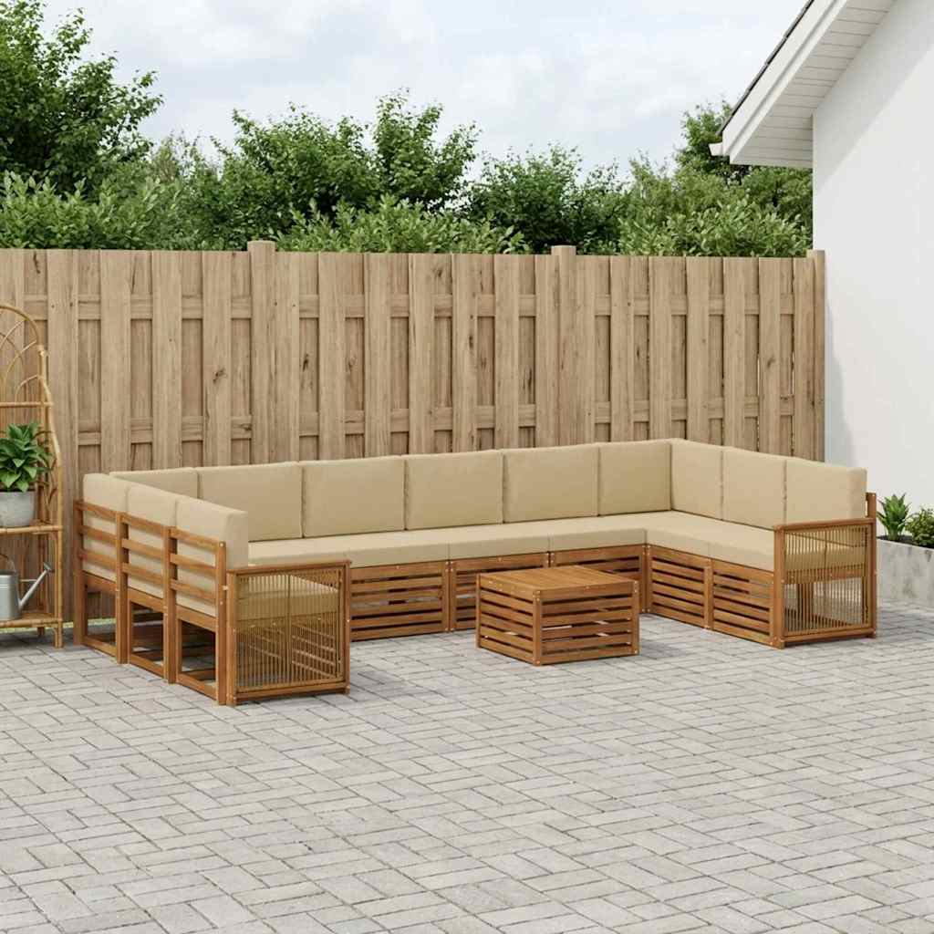 Set di divani da esterno con cuscino 8 pcs Naturale