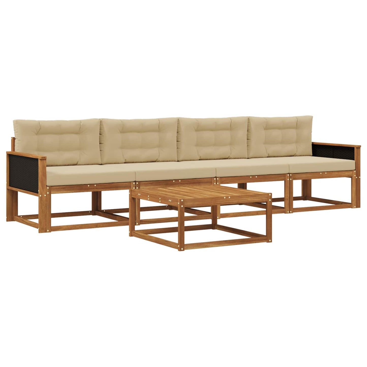 Set di divani da esterno con cuscino 5 pcs Naturale e Beige | homemem39