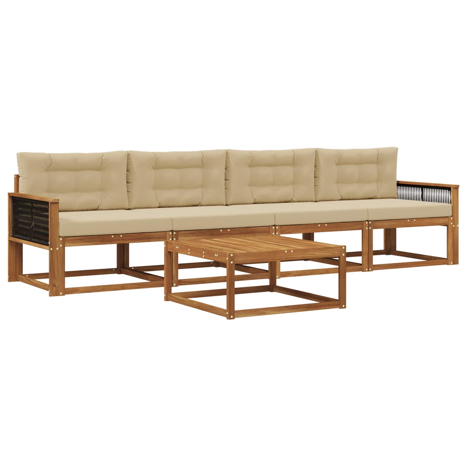 Set di divani da esterno con cuscino 5 pcs Naturale e Beige | homemem39