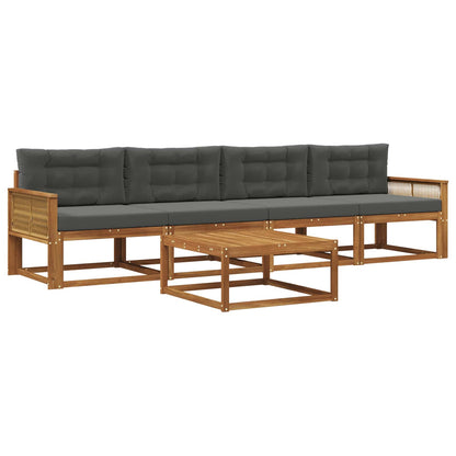 Set di divani da esterno con cuscino 5 pcs Naturale e Antracite | homemem39