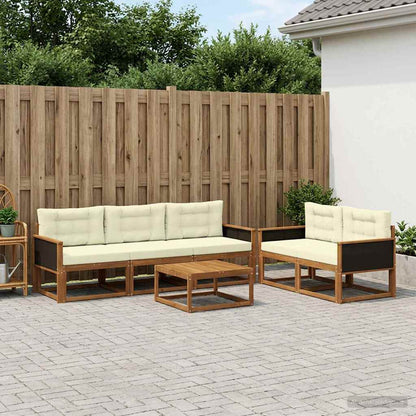 Set di divani da esterno con cuscino 6 pcs Naturale e Crema | homemem39