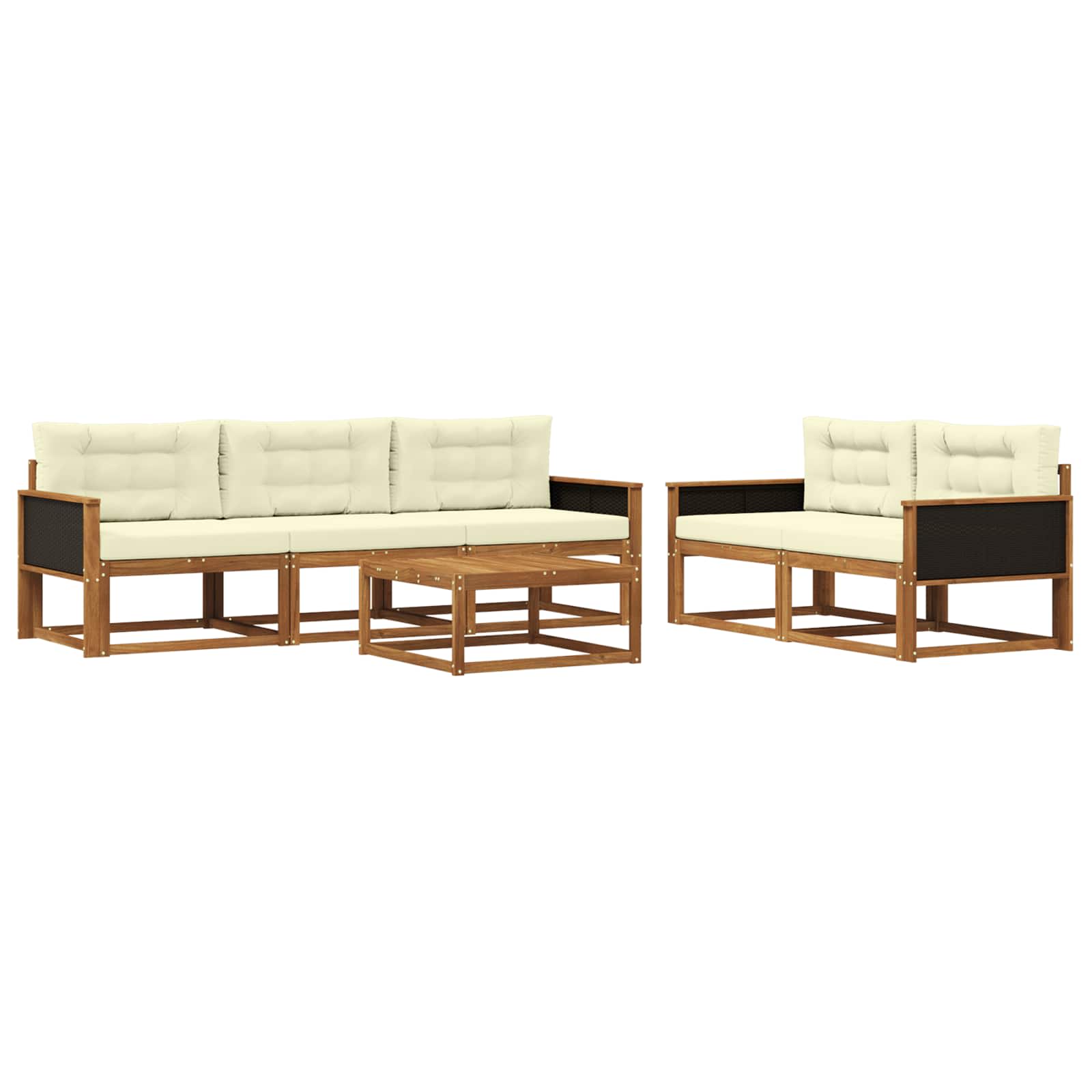 Set di divani da esterno con cuscino 6 pcs Naturale e Crema | homemem39