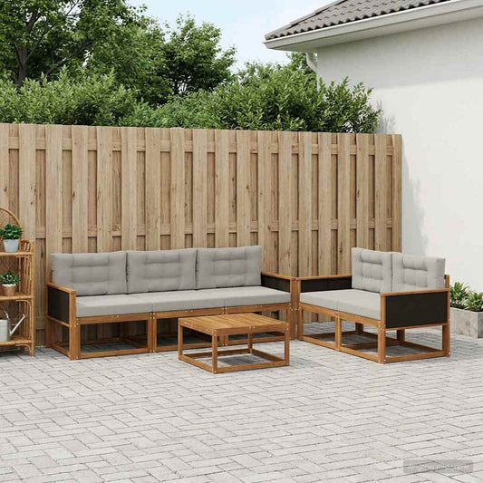 Set di divani da esterno 6 pcs Naturale e Grigio chiaro | homemem39