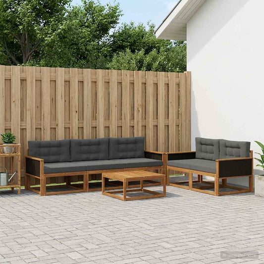 Set di divani da esterno con cuscino 6 pcs Naturale e Antracite | homemem39