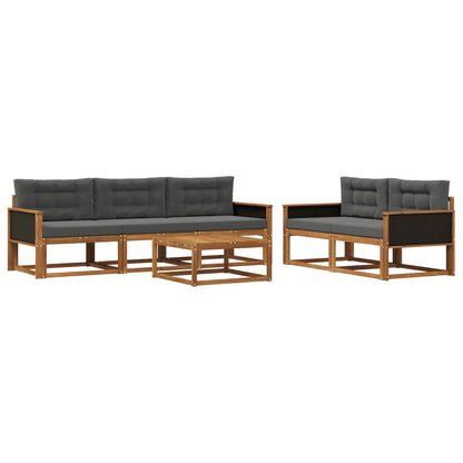 Set di divani da esterno con cuscino 6 pcs Naturale e Antracite | homemem39