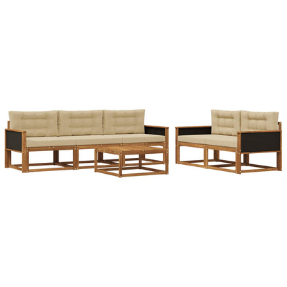 Set di divani da esterno con cuscino 6 pcs Naturale e Beige | homemem39