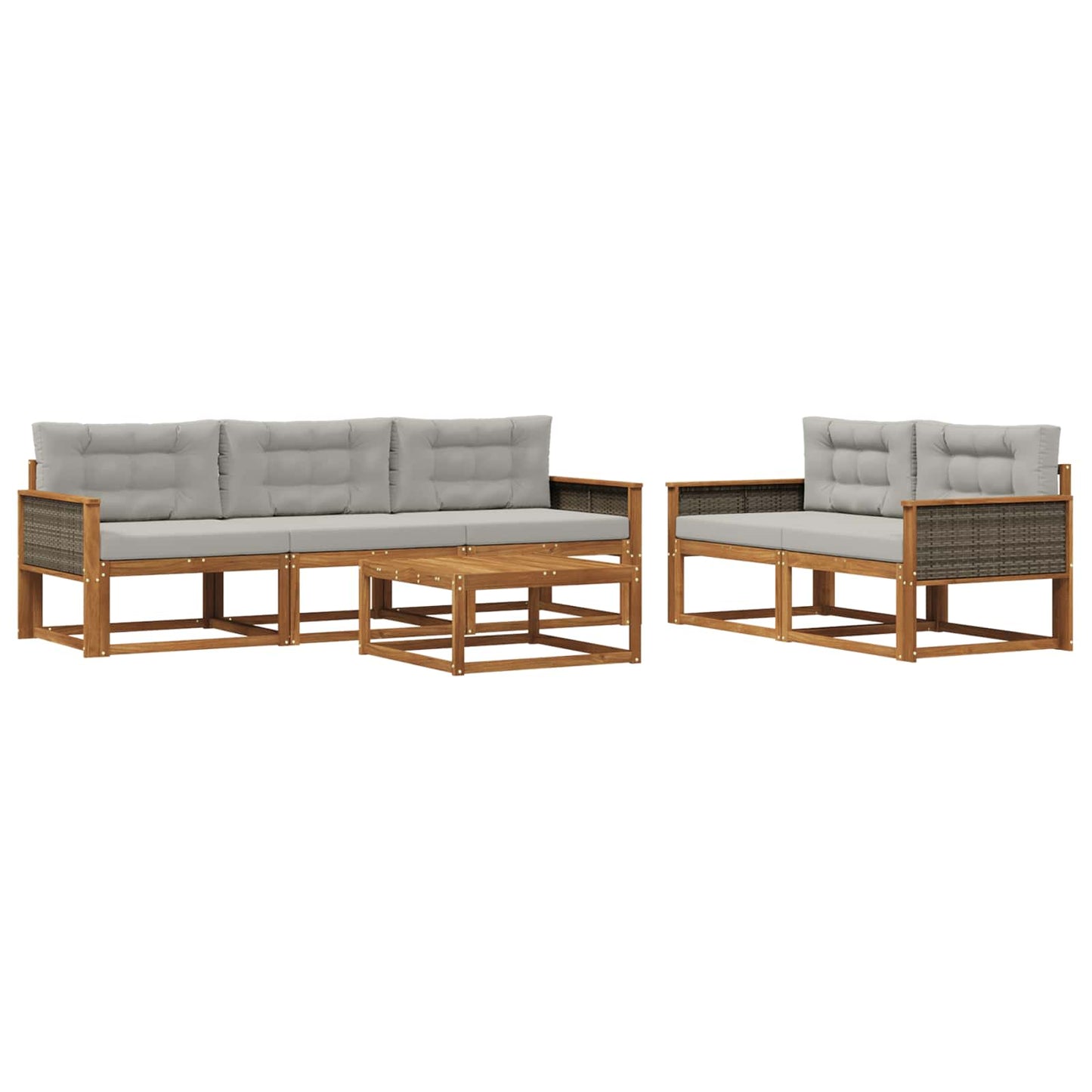Set di divani da esterno 6 pcs Naturale e Grigio chiaro | homemem39