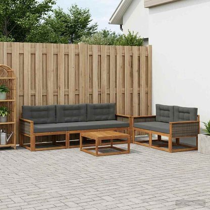 Set di divani da esterno con cuscino 6 pcs Naturale e Antracite | homemem39