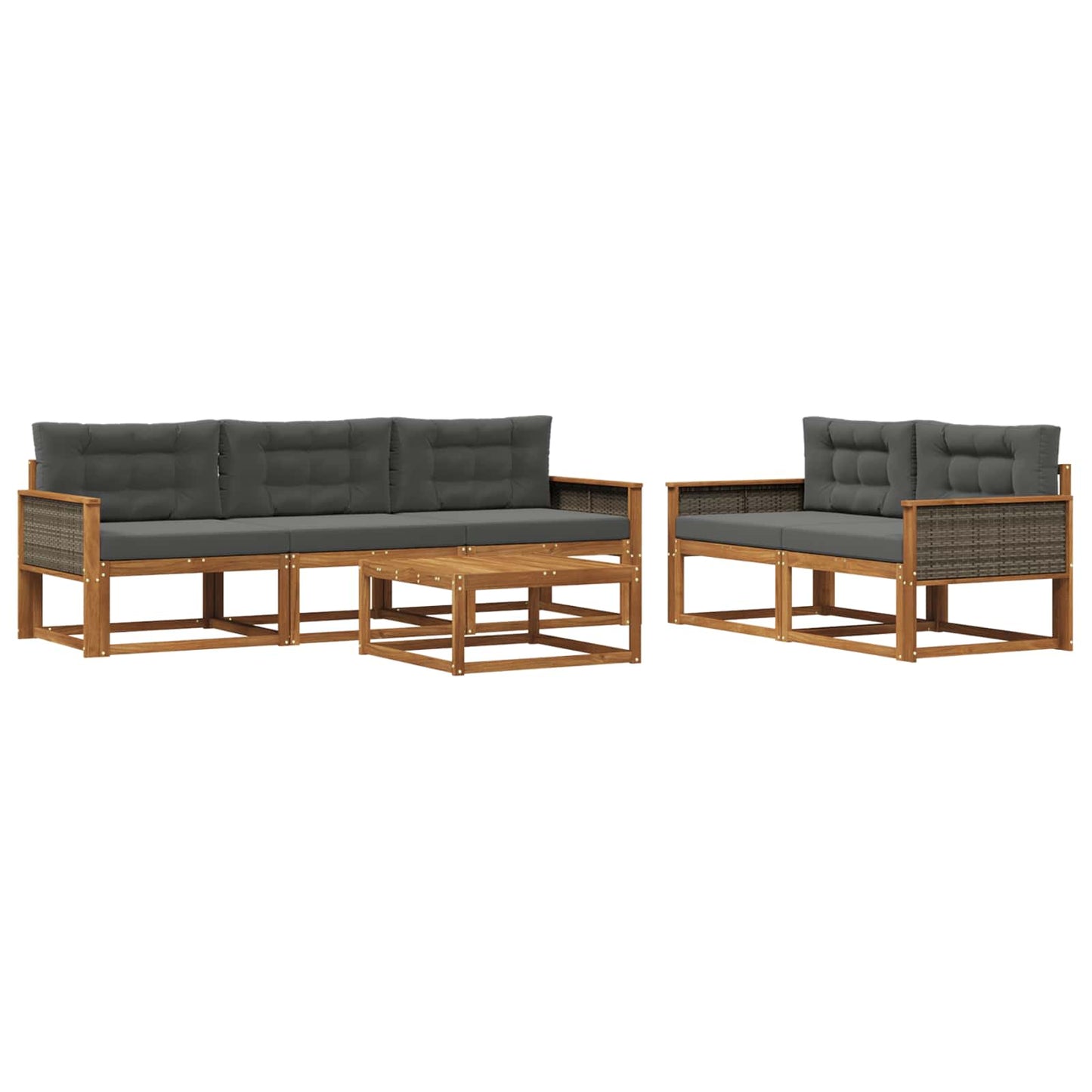 Set di divani da esterno con cuscino 6 pcs Naturale e Antracite | homemem39