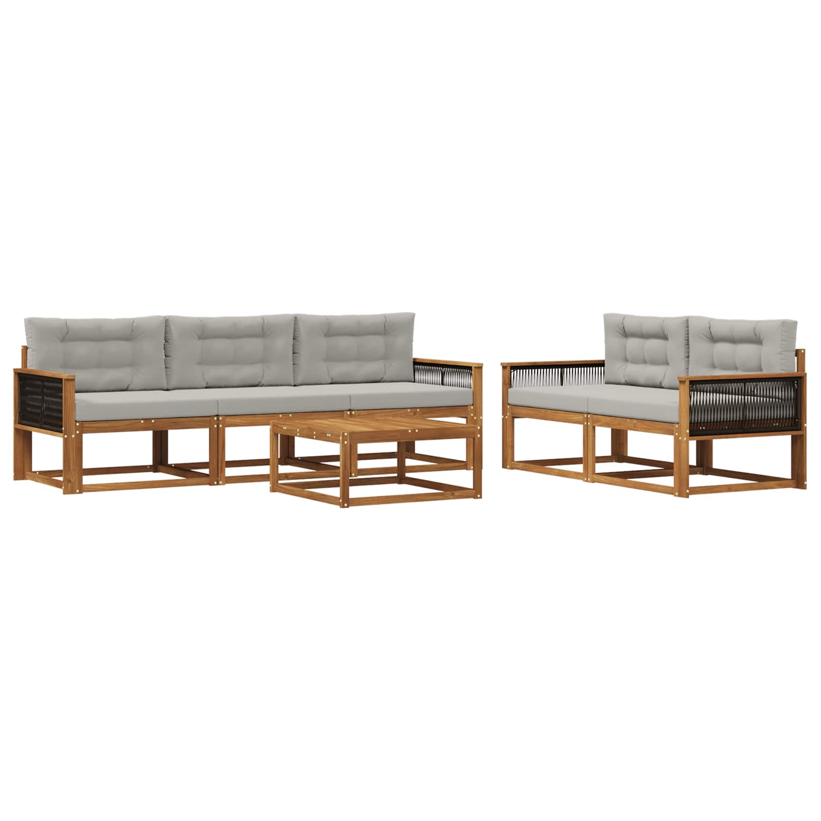 Set di divani da esterno 6 pcs Naturale e Grigio chiaro | homemem39