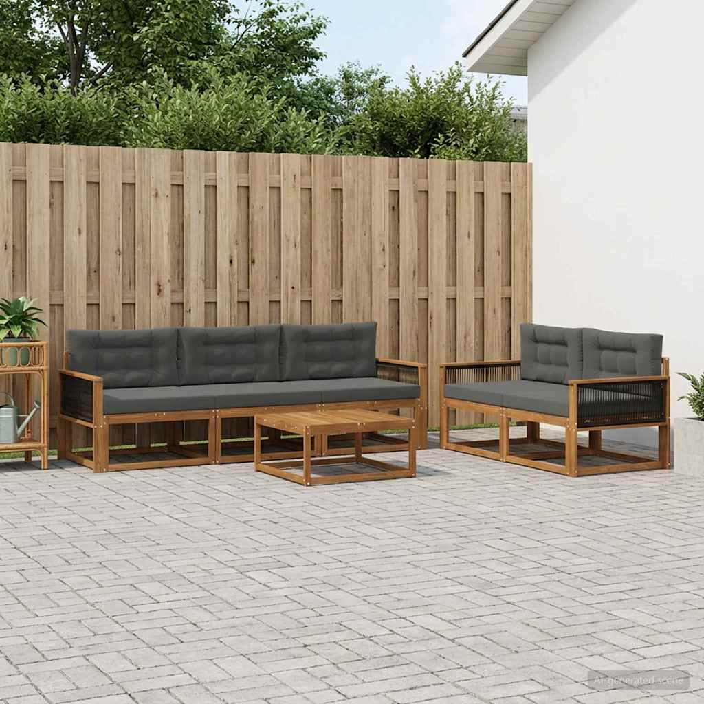 Set di divani da esterno con cuscino 6 pcs Naturale e Antracite | homemem39