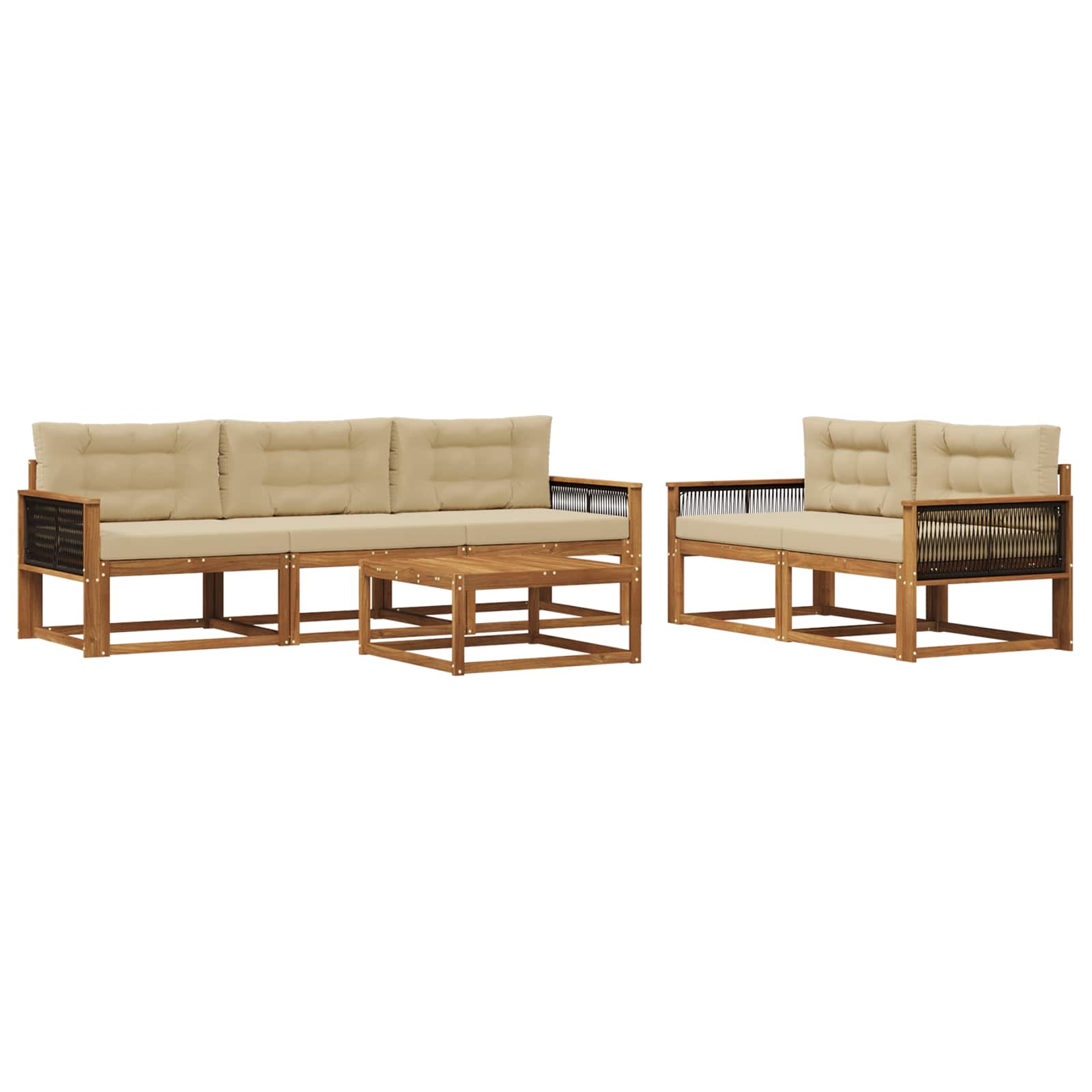 Set di divani da esterno con cuscino 6 pcs Naturale e Beige | homemem39