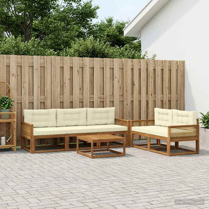 Set di divani da esterno con cuscino 6 pcs Naturale e Crema