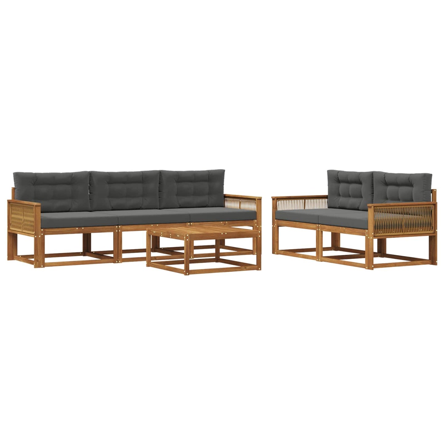Set di divani da esterno con cuscino 6 pcs Naturale e Antracite | homemem39