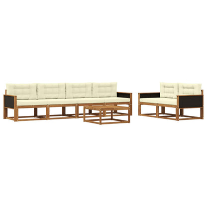 Set di divani da esterno con cuscino 7 pcs Naturale e Crema