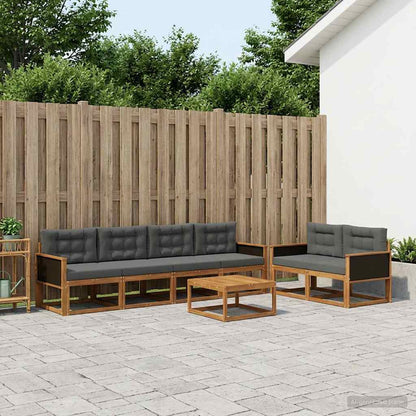 Set di divani da esterno con cuscino 7 pcs Naturale e Antracite | homemem39