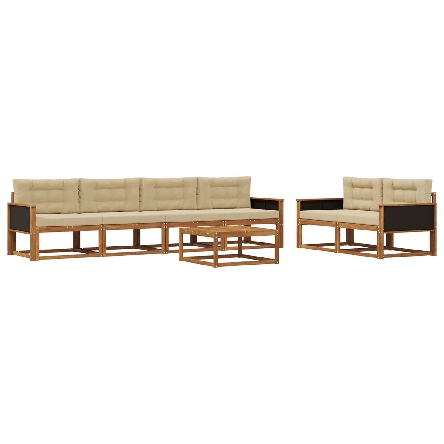 Set di divani da esterno con cuscino 7 pcs Naturale e Beige | homemem39