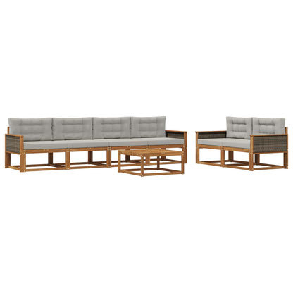 Set di divani da esterno 7 pcs Naturale e Grigio chiaro | homemem39