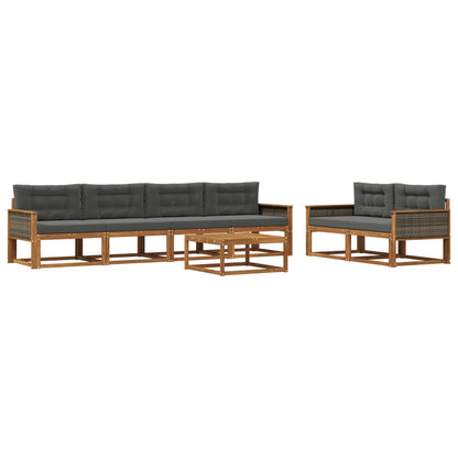 Set di divani da esterno con cuscino 7 pcs Naturale e Antracite | homemem39