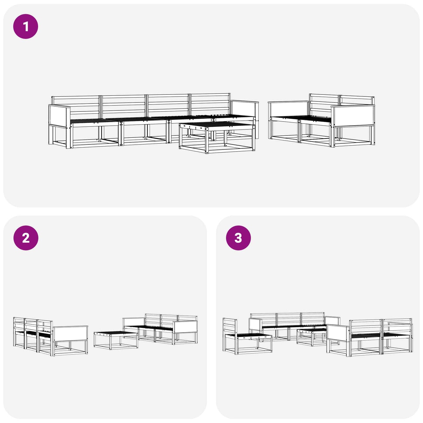 Set di divani da esterno 7 pcs Naturale | homemem39